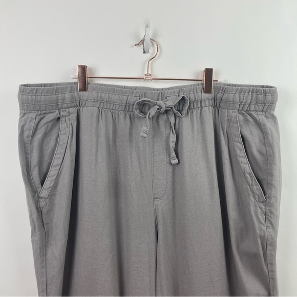 Old Navy Wide Leg Linen Blend Pants Pull On Basalt Color Neutral Minimalist XL - Picture 2 of 14
